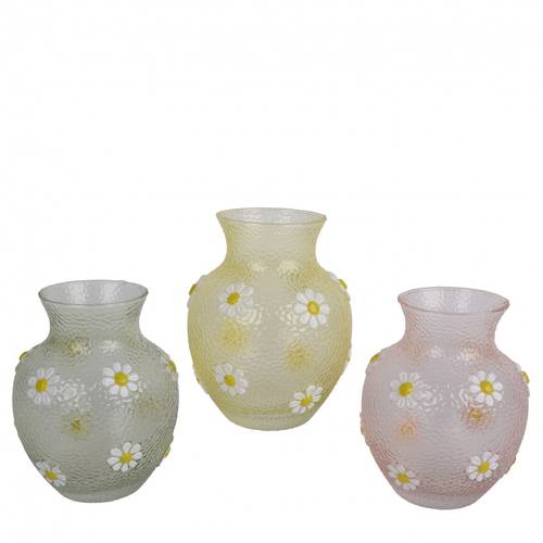 Glas Vase Flower pastel mix D13cm H16cm