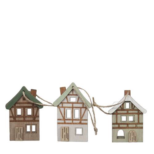 Hänger Haus Holz mix grün 05.5x08.5cm