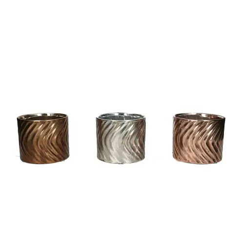 Keramik Übertopf geriffelt mix D10.5cm H08.5cm