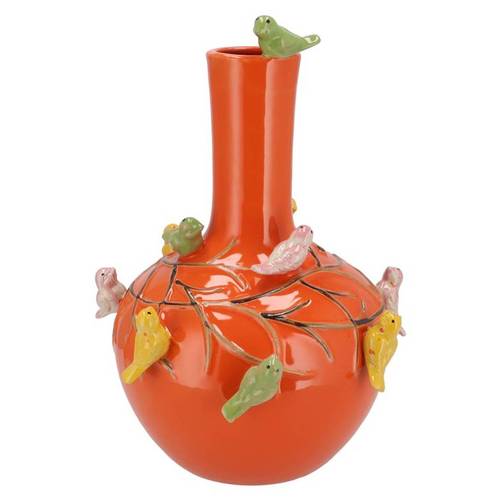 Keramik Vogelvase orange D26cm H33cm