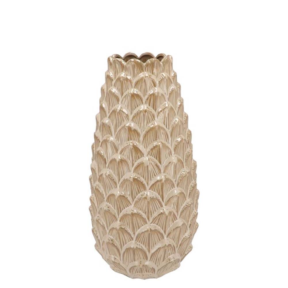 Keramik Vase Tannenzapfen sand 14x25cm