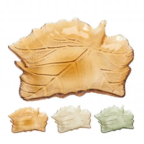 Glas Schale Blatt braun mix D26cm