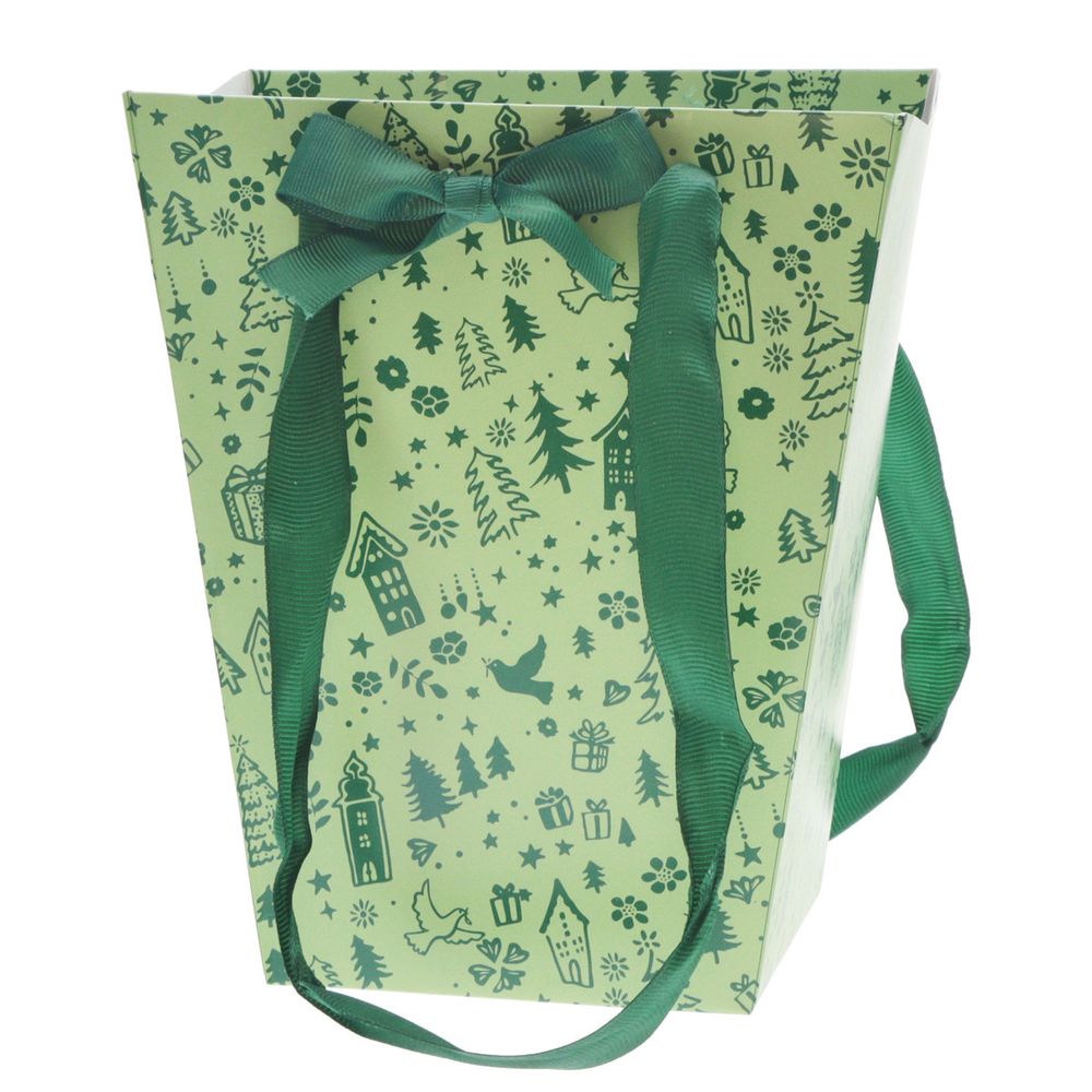 Tasche Weihnachten grün 17/13x11/11x20cm