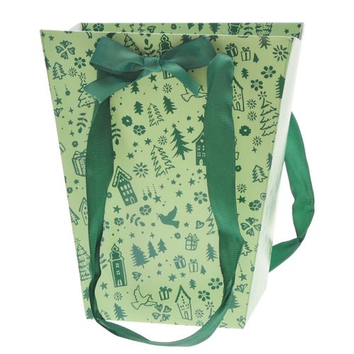 Tasche Weihnachten grün 17/13x11/11x20cm