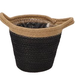 Korb Henkel Tripoli schwrz/natur D18cm H16cm