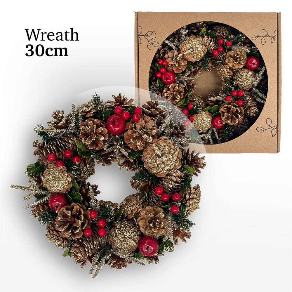 Kranz Xmas rot/gold D30cm 