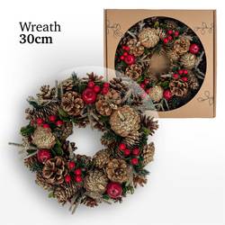 Kranz Xmas rot/gold D30cm 