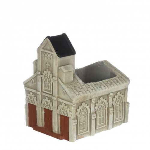 Keramik Übertopf Kirche creme 10x08.5x11cm