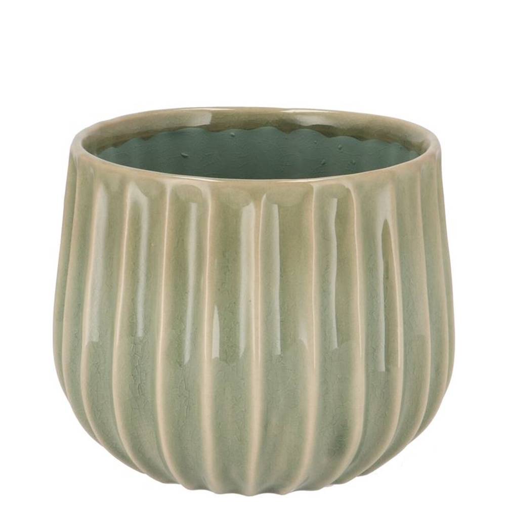 Keramik Übertopf Gia Stripes grün 15x15x12cm