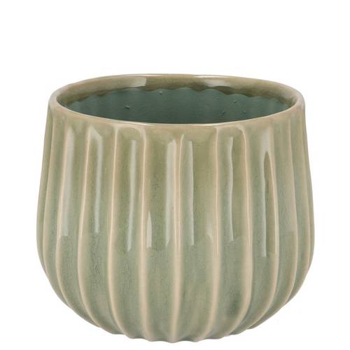 Keramik Übertopf Gia Stripes grün 15x15x12cm