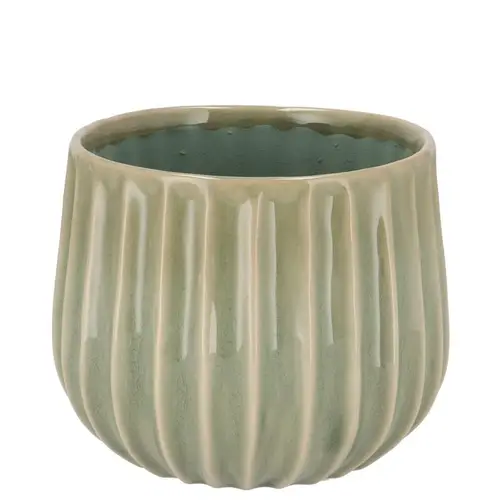 Keramik Übertopf Gia Stripes grün 15x15x12cm
