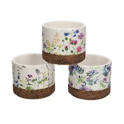 Keramik Übertopf Blumen mix D08cm H07cm