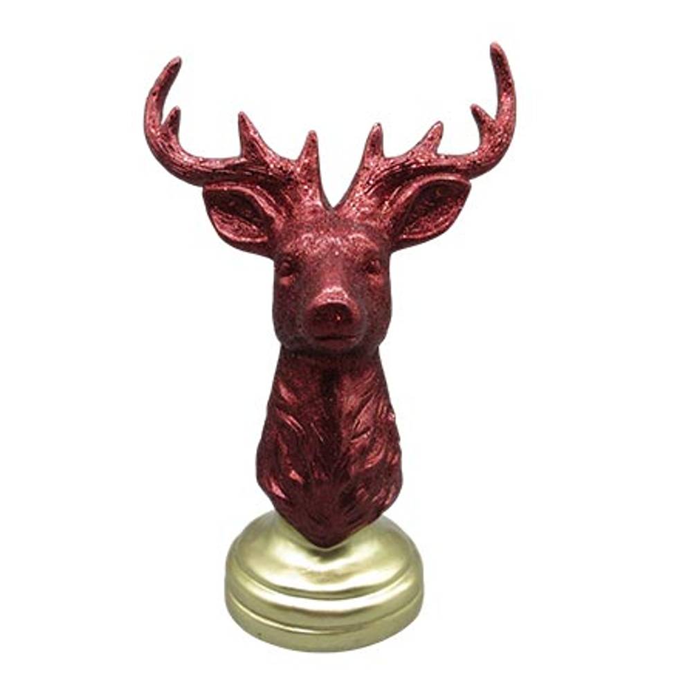 Hirsch auf Sockel weinrot 24x15x36.5cm