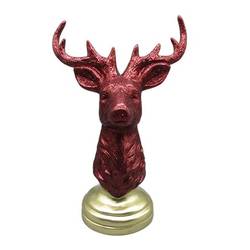 Hirsch auf Sockel weinrot 24x15x36.5cm
