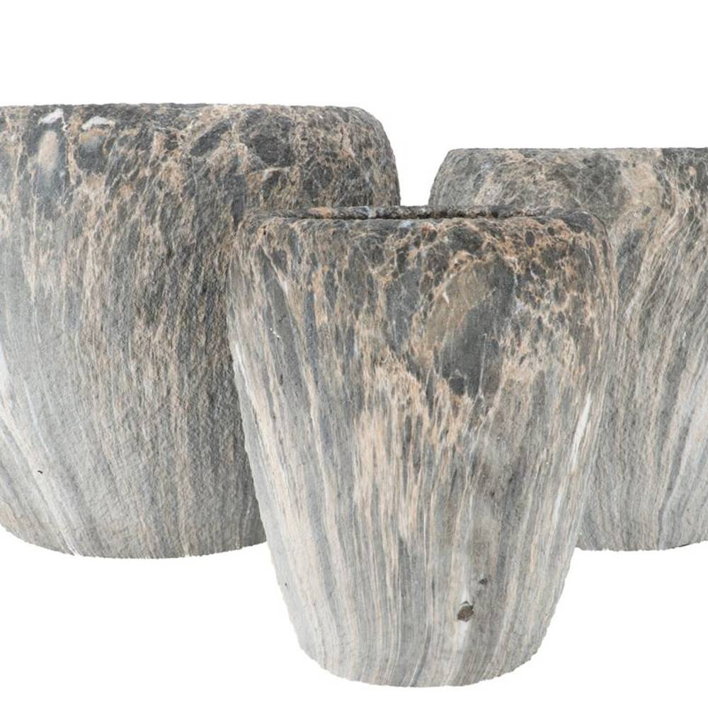 Keramik Übertopf Monty grau S/3 42x35/32x32/23x29cm