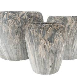 Keramik Übertopf Monty grau S/3 42x35/32x32/23x29cm