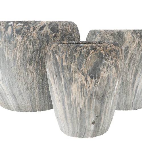 Keramik Übertopf Monty grau S/3 42x35/32x32/23x29cm