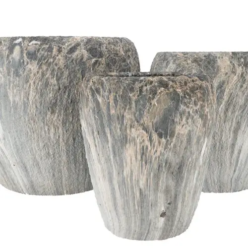 Keramik Übertopf Monty grau S/3 42x35/32x32/23x29cm