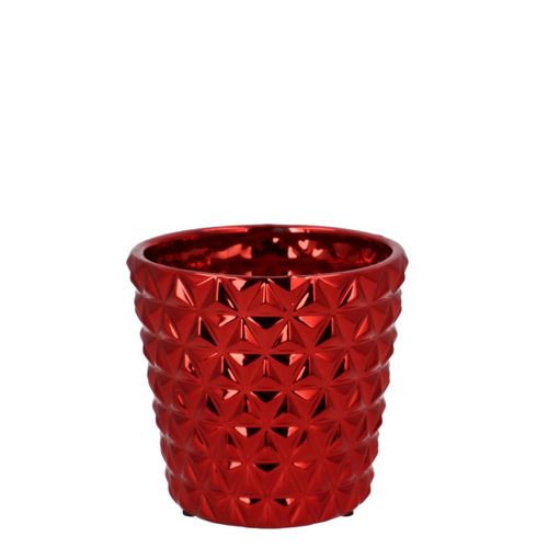 Keramik Übertopf Diamond rot D13cm H12cm