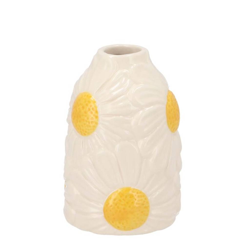 Keramik Vase Jane Blumen weiss 08x08x12cm