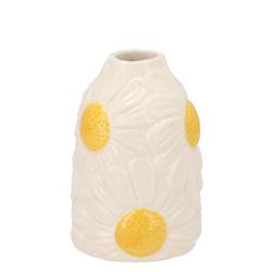 Keramik Vase Jane Blumen weiss 08x08x12cm