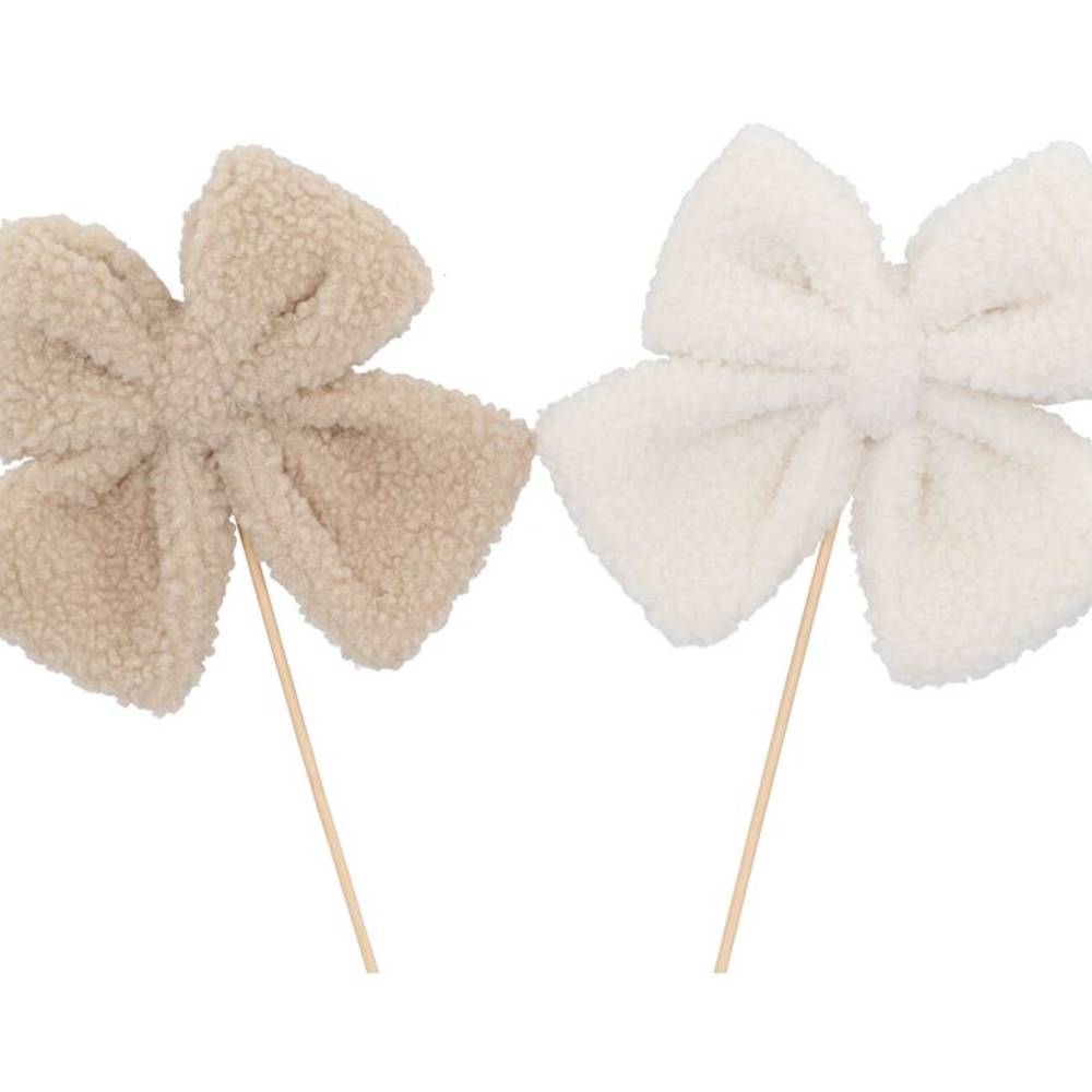Schleife Teddy auf Stab mix creme 30cm