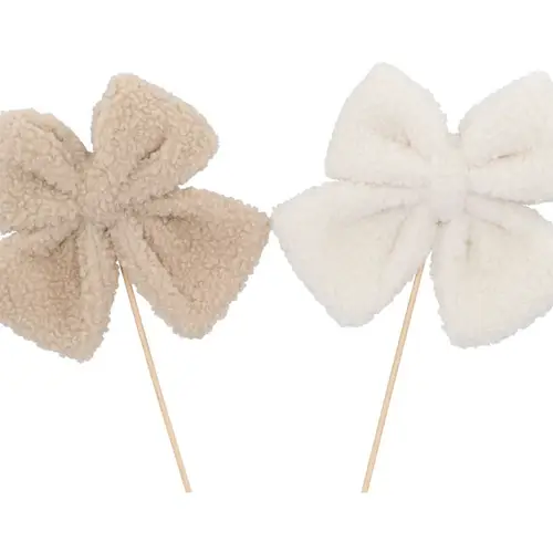 Schleife Teddy auf Stab mix creme 30cm