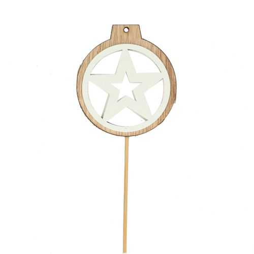 Stern Holz auf Stab natur D08cm H50cm
