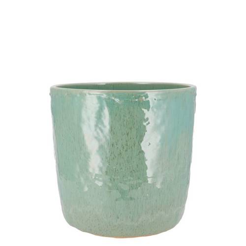 Keramik Übertopf Iron Stone türkis 09x09x08cm