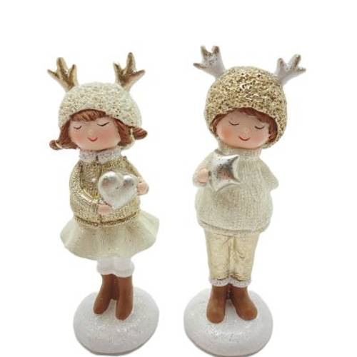 Junge/Mädchen weiss/gold D06cm H15.5cm