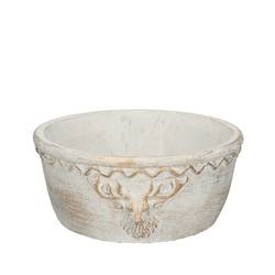 Keramik Übertopf Rentier weiss D20cm H09cm