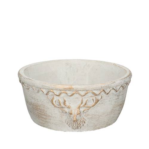 Keramik Übertopf Rentier weiss D20cm H09cm