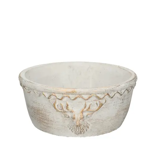 Keramik Übertopf Rentier weiss D20cm H09cm