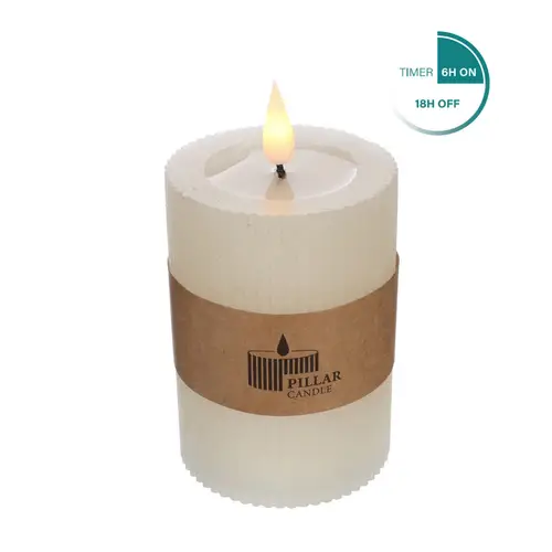 LED Stumpfkerze creme D07cm H10cm ex.AAA
