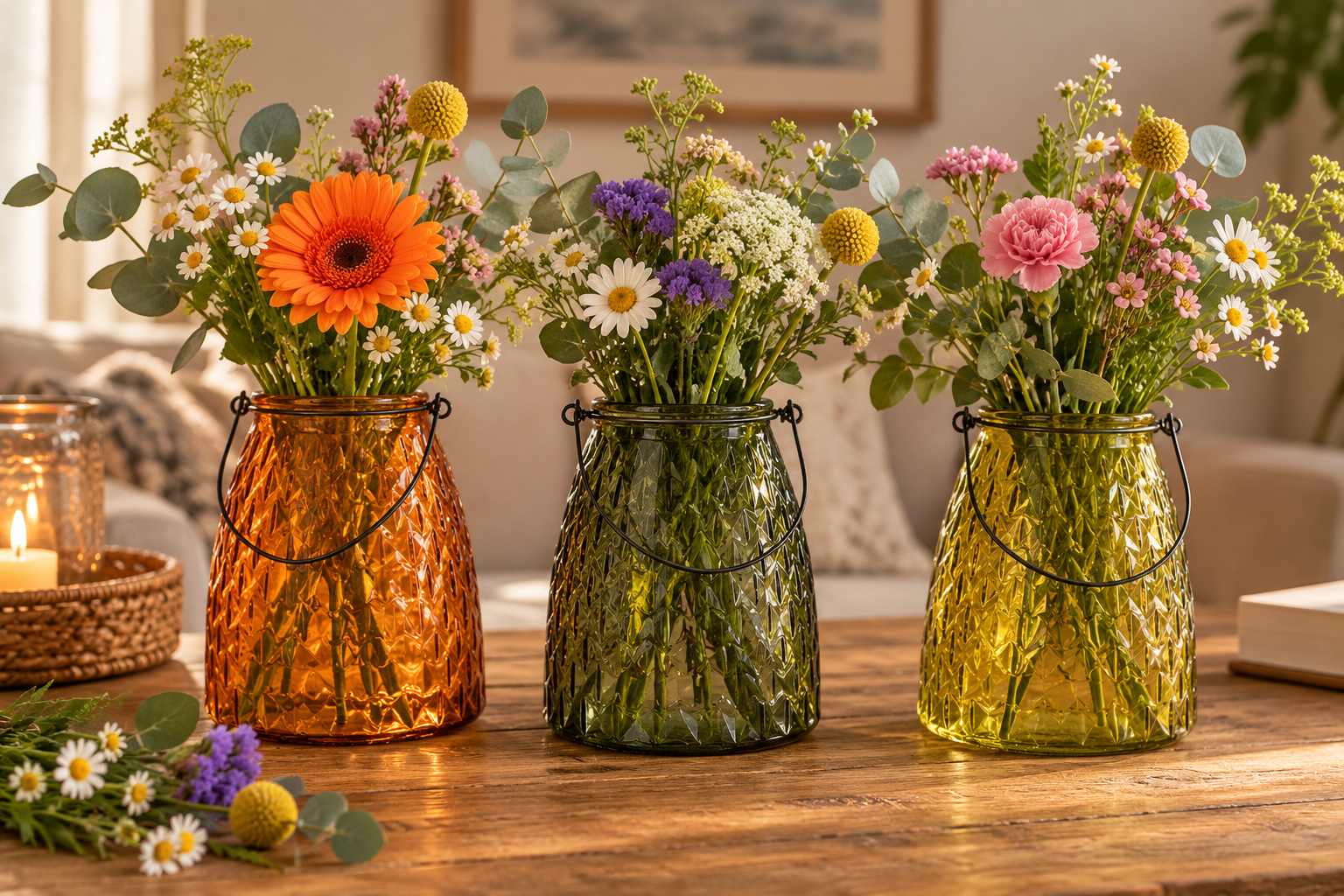 Glas Vase Anderson mit Henkel mix D15cm H20cm