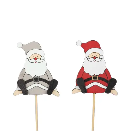 Weihnachtsmann auf Stab rot/grau L20cm D06cm