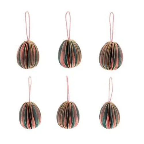 Hänger Ei faltbar grün/rosa x6 D04cm