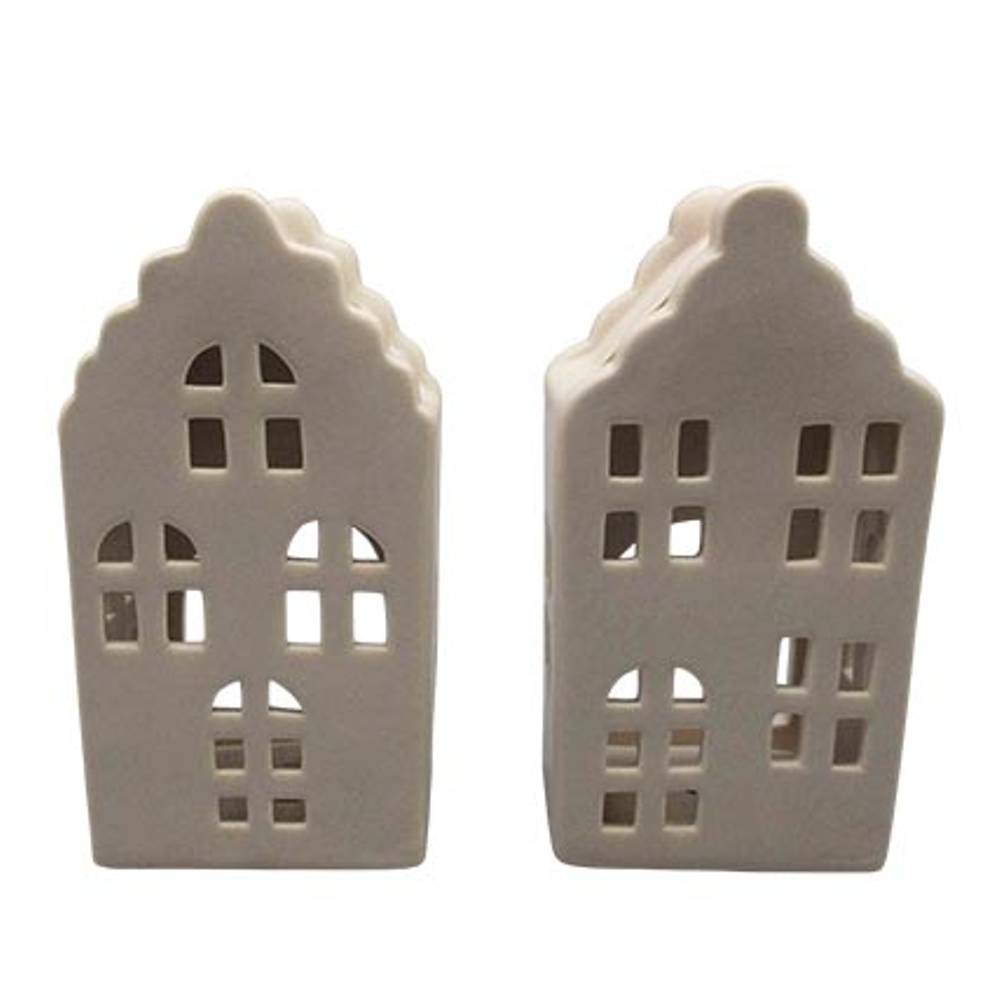 Teelicht Haus braun D07cm H14cm