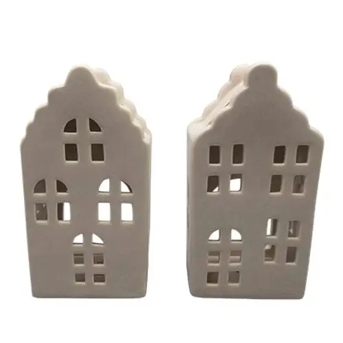 Teelicht Haus braun D07cm H14cm