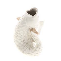 Keramik Vase Fisch weiss D13cm H17.5cm 