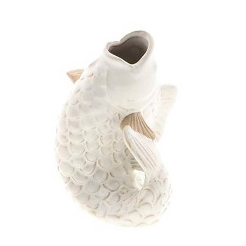 Keramik Vase Fisch weiss D13cm H17.5cm 