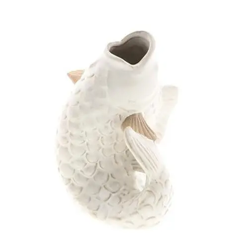 Keramik Vase Fisch weiss D13cm H17.5cm 
