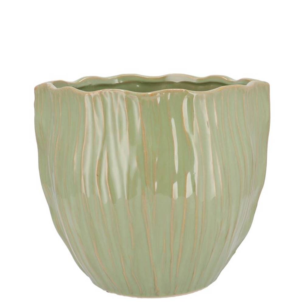 Keramik Übertopf Lima Rund grün 13x13x11cm