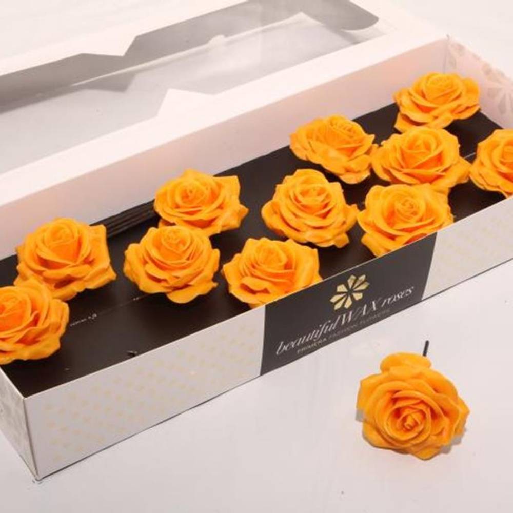 Seiden Wachs Rose ocker gelb D10cm (9380)