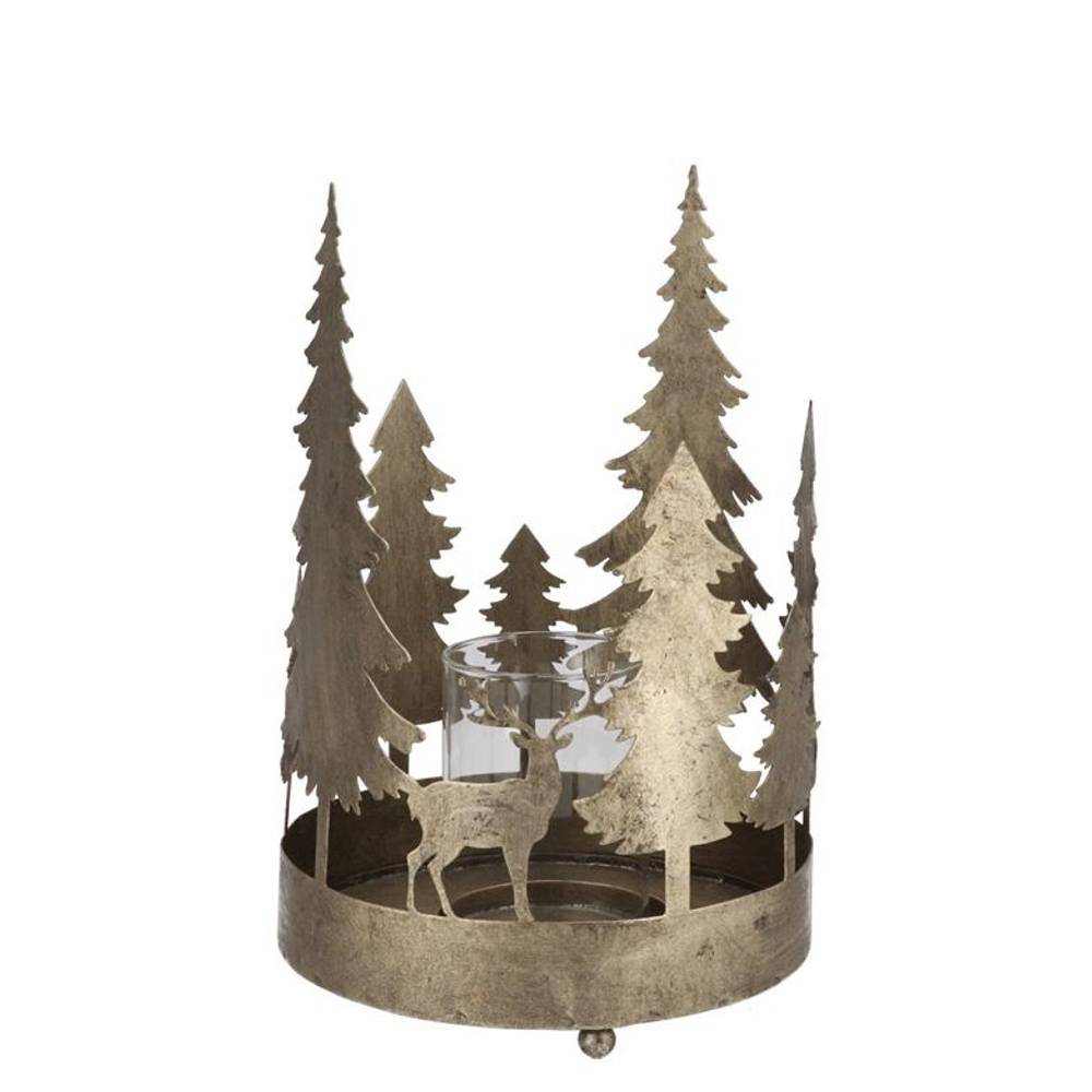 Metall Teelicht Kaya Xmas gold 16x27cm