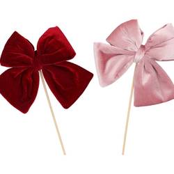 Schleife Velvet auf Stab mix rosa 30cm