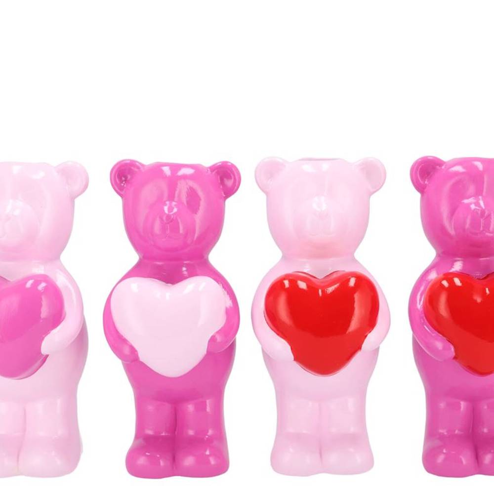 Keramik Vase Bär Herz rosa mix 12x14x27cm