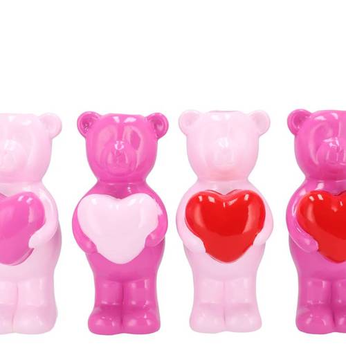 Keramik Vase Bär Herz rosa mix 12x14x27cm