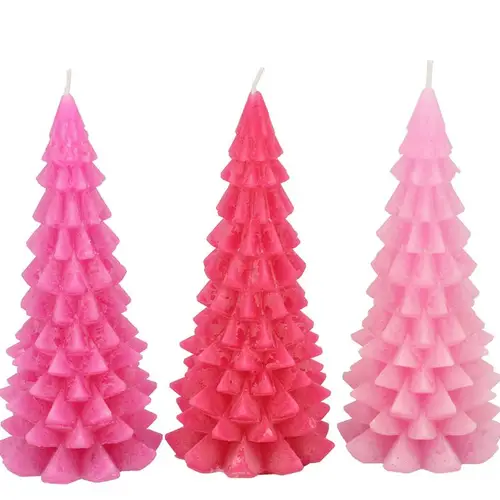 Kerze Baum Frosty mix rosa 08x16cm
