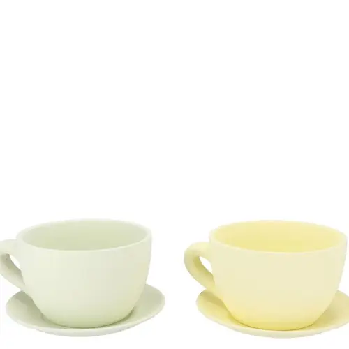 Keramik Übertopf Tasse Chai mix grün 19x15x10cm